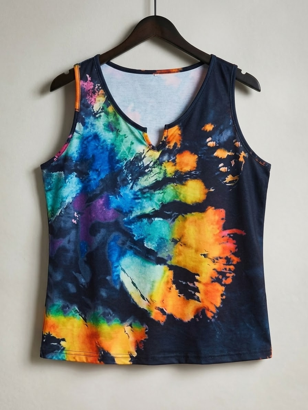 Brand NEW Women’s Navy Tie-Dye Tank Top with Rainbow Splash